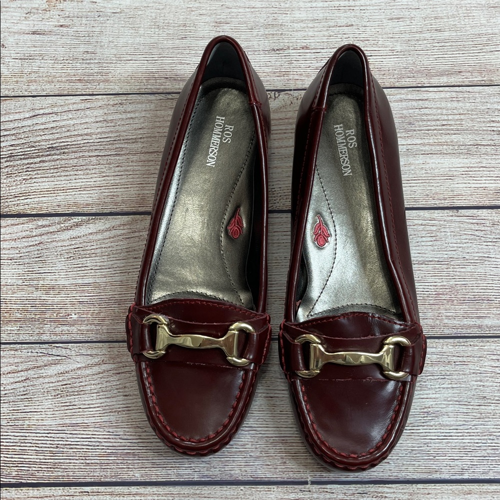 Ros Hommerson Regina Burgundy Leather Slip On Loafers EUC Size 7 - Picture 2 of 10